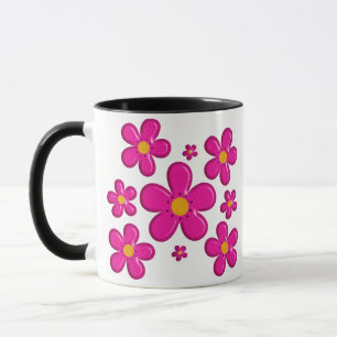 Blom- rosa inslag mugg