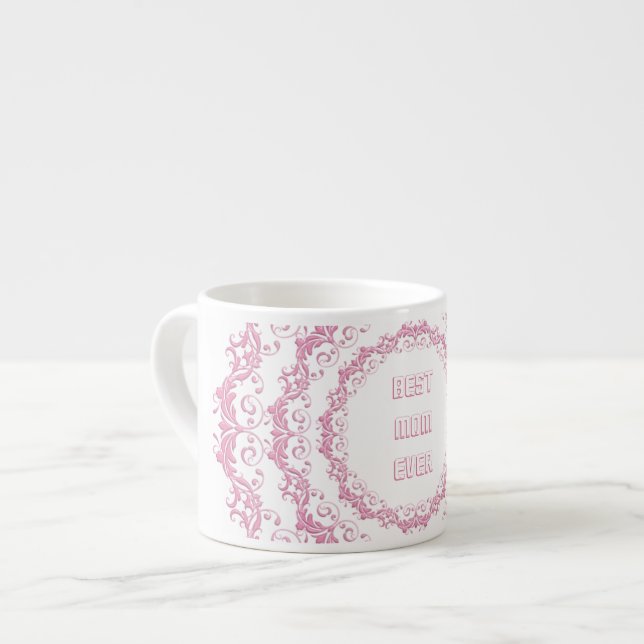 Blom- rosa mandala. Namn Espressomugg (Framsida vänster)