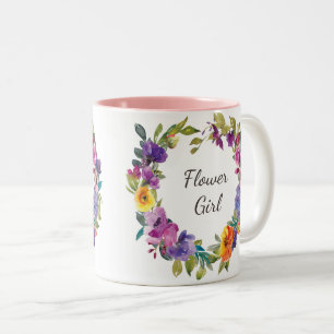 blom- rosa purpurfärgad kaffemugg för brudtärna