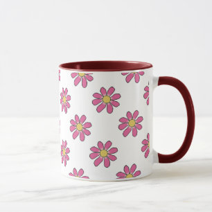 Blom- rosagult mugg