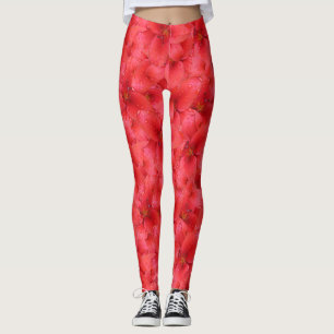 Blom- rött trädgårds- liljafoto leggings
