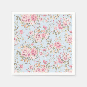 Blom- shabby chicservetter för rosor & för blåt pappersservett