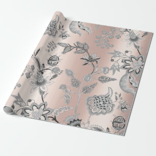 Blom- silvergråttrosa ros Pearly rodna Orichid Presentpapper