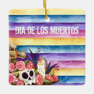 Blom- Skalle Diameter de los Muertos   prydnad Julgransprydnad Keramik