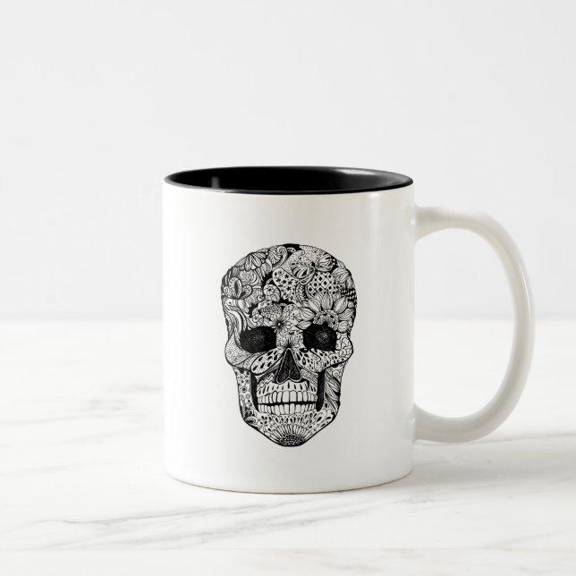 Blom- skalleklotter Två-Tonad mugg (Höger)