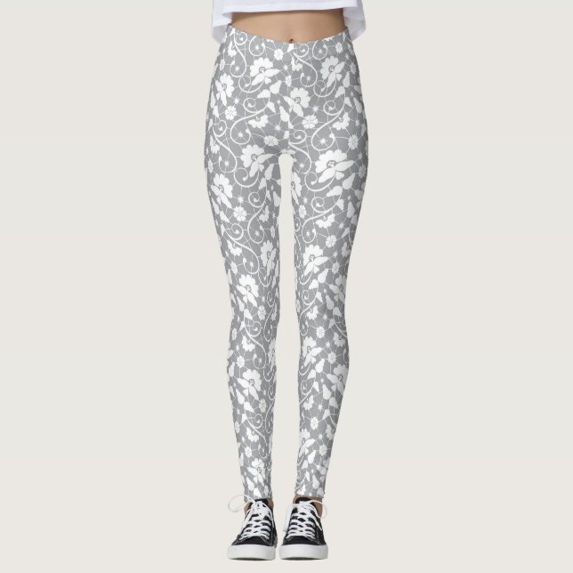 Blom- snöremönster leggings (Framsida)