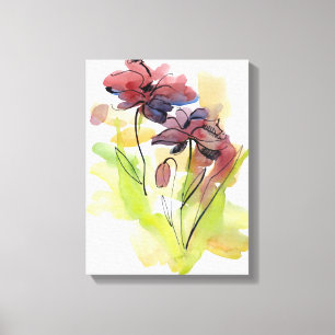 Blom- sommardesign med räcka-målad abstrakt 2 canvastryck