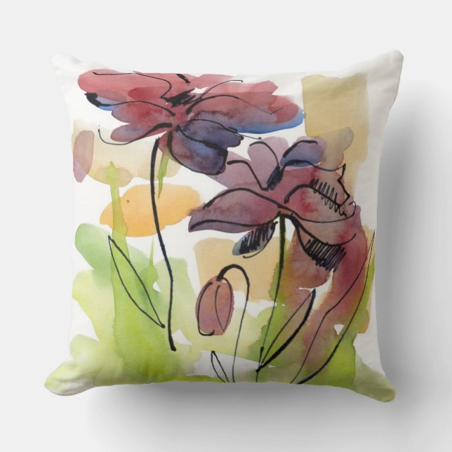 Blom- sommardesign med räcka-målad abstrakt 2 kudde (Framsida)