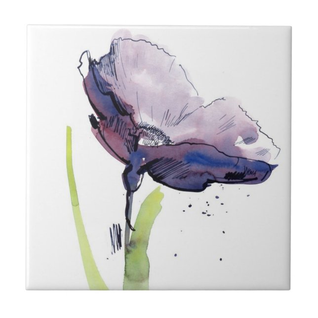 Blom- sommardesign med räcka-målad abstrakt kakelplatta (Framsidan)