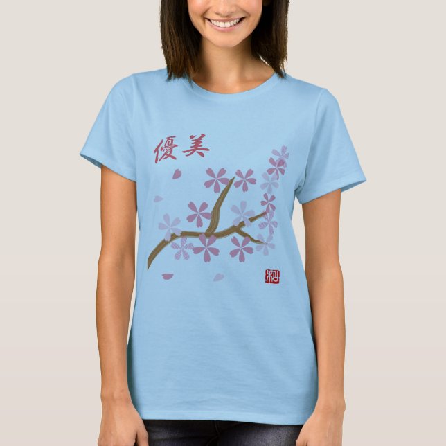 Blom- språk av den Sakura T-tröja Tee (Framsida)