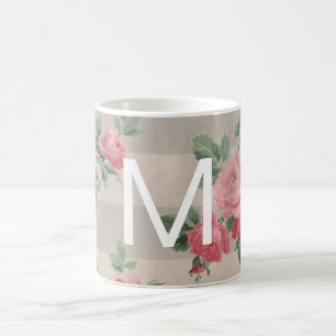 Blom- stor Monogram för vintage Kaffemugg