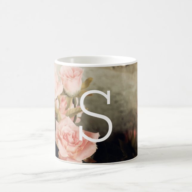 Blom- stor Monogram för vintage Kaffemugg (Center)