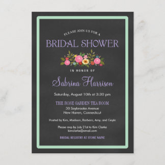 Blom- svart tavlastilinbjudningskort för möhippan inbjudningar