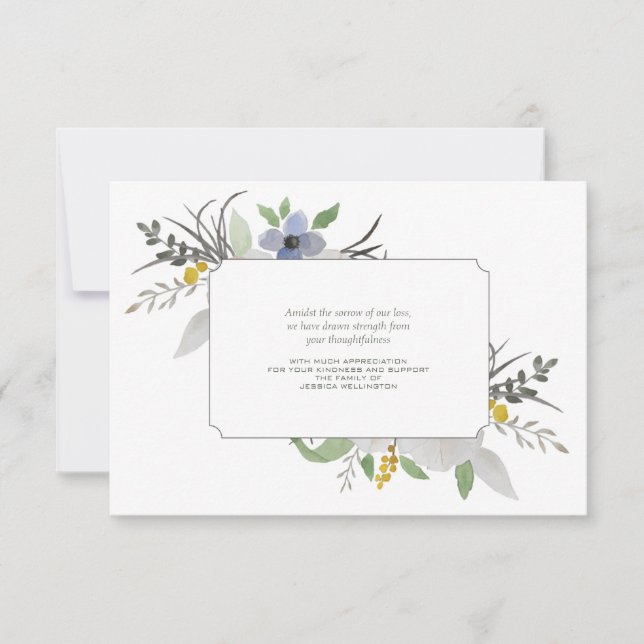 Blom- tack Notecard för sympati (Framsida)