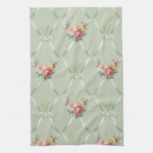 Blom- tapet för elegant vintage kökshandduk