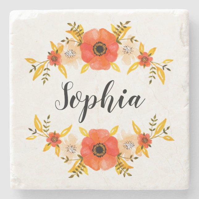 Blom- text för anpassningsbar för underlägg sten (Framsidan)