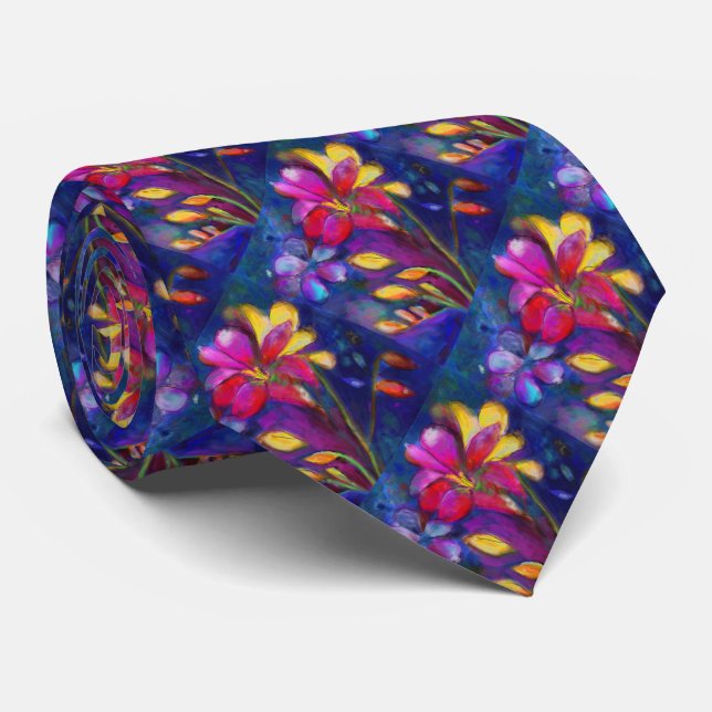 Blom- Tie för konstnärlig Freesia Slips (Rullad)