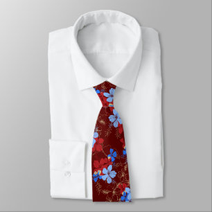 Blom- Tie för midnatt trädgårds- hibiskus Slips