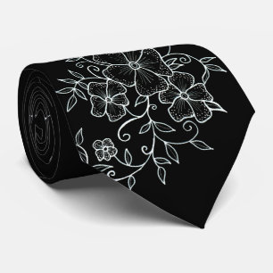 Blom- Tie för prydnadsvartnacke Slips