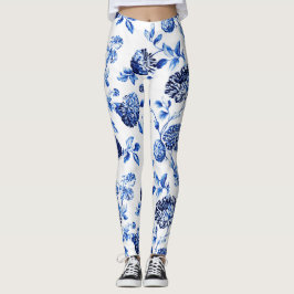 Blom- Toile för Capri blått damasker Leggings