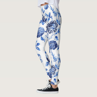 Blom- Toile för Capri blått damasker Leggings