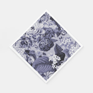 Blom- Toile för mullbärsträdblåttvintage tyg N Pappersservett