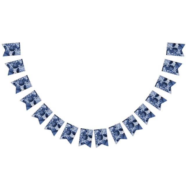 Blom- Toile No.1 för vintergrönablått anpassade Vimplar (Alla)