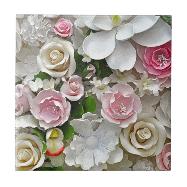 Blom- tryck för rosor och för vit kakelplatta (Framsidan)