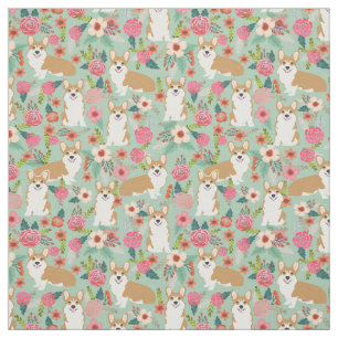 Blom- tyg för Corgi - mint