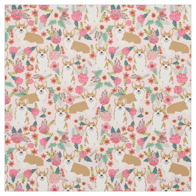Blom- tyg för Corgi - rosa (Provkarta)