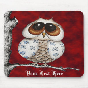 Blom- uggla röda Mousepad Musmatta