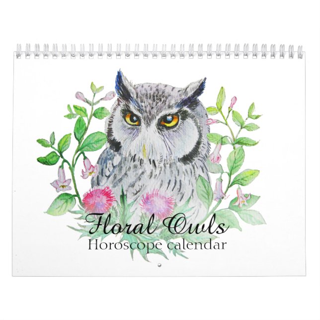 Blom- ugglor som ditt blommahoroskop undertecknar kalender (Omslag)