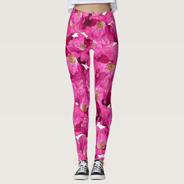 Blom- vallmorosamodell leggings (Framsida)
