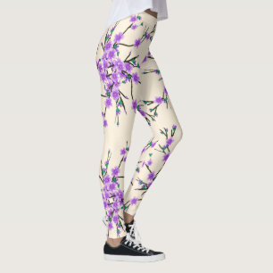 blom- vårmönster leggings