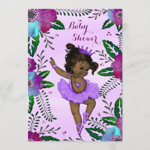 Blom- vattenfärgbaby shower för etnisk Ballerina Inbjudningar