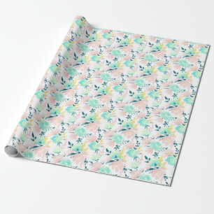 Blom- vattenfärgmönster presentpapper