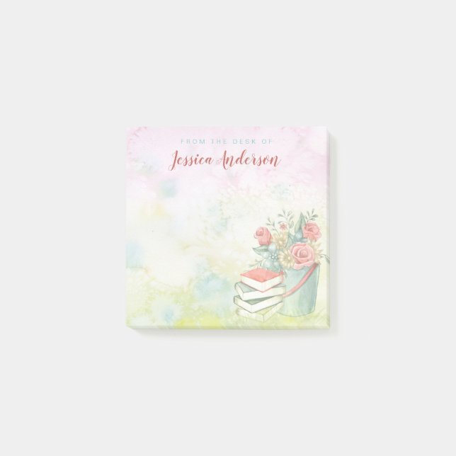 Blom- vattenfärgnamn post-it block (Framsida)