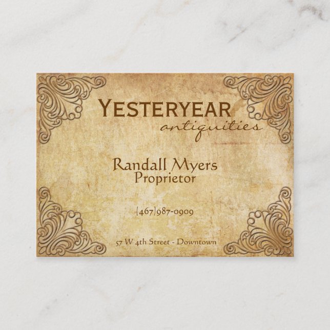 Blom- vintageantikviteter visitkort (Framsida)