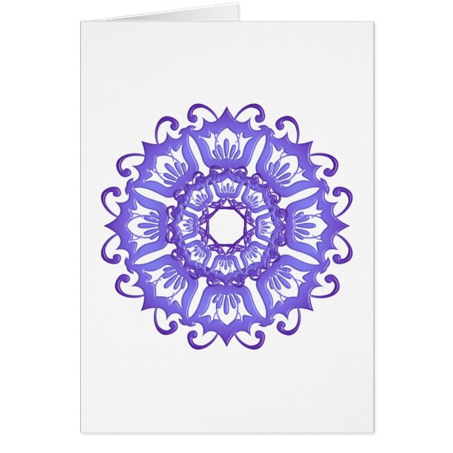Blom- violett mandala. Greeting. Hälsningskort (Framsidan)