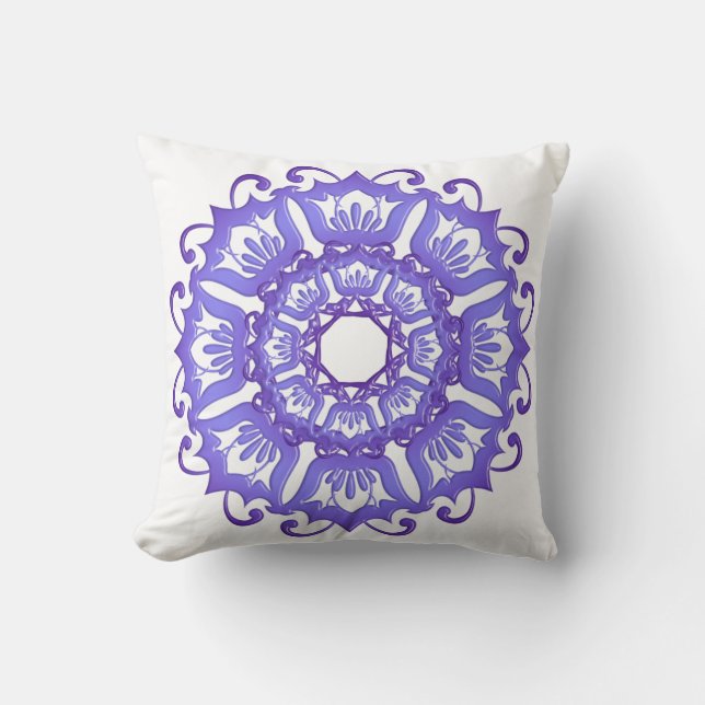 Blom- violett mandala. kudde (Framsida)