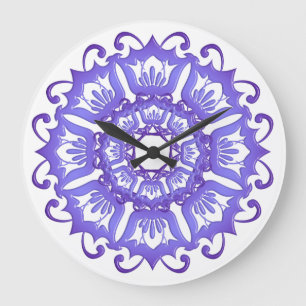Blom- violett mandala. stor klocka