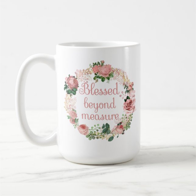 Blomad bortom åtgärd/ Rosa Blommigt Bouquet Kaffemugg (Vänster)