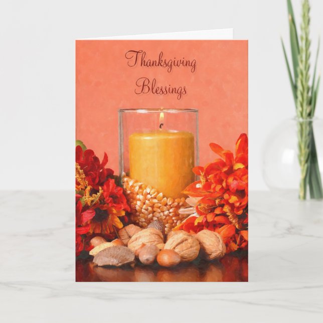 Blomad Thanksgiving Centerstycke Helgkort (Framsida)