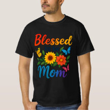 Blomad till Mamma färgad Blommigt Butterfly Tshirt