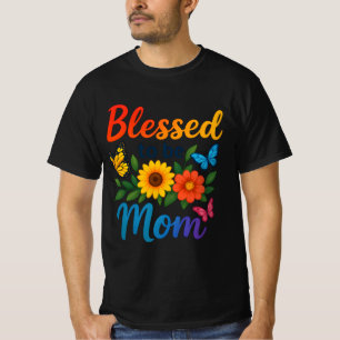 Blomad till Mamma färgad Blommigt Butterfly Tshirt T Shirt