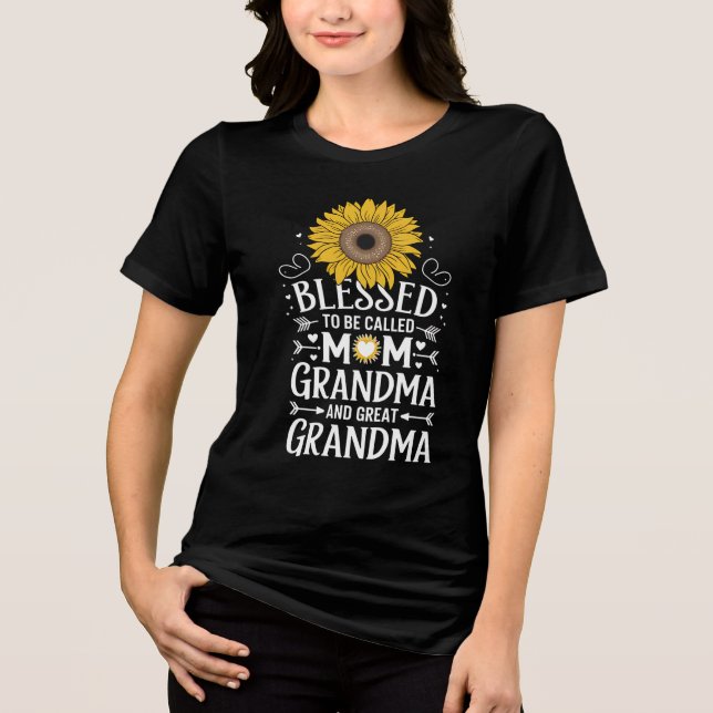 Blomad till Mamma Grandma Underbar Solros T Shirt (Framsida)
