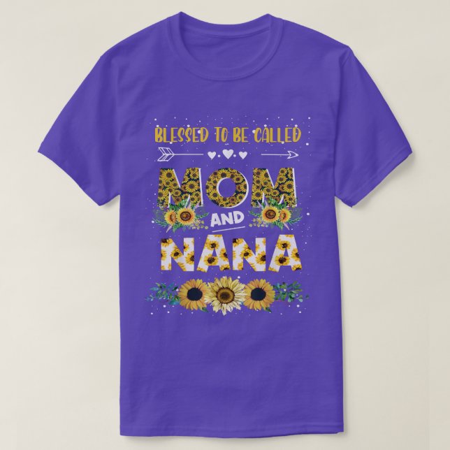 Blomad till Mamma och Nana Cute Solros T Shirt (Design framsida)