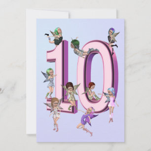 Blomälvor 10:e Födelsedagsfest inbjudan