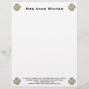 Blomande Daisy Blomsterhuvud Anpassade Letterhead Brevhuvud