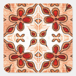 Blomande Orange inspirerad av portugisiska Azulejo Fyrkantigt Klistermärke